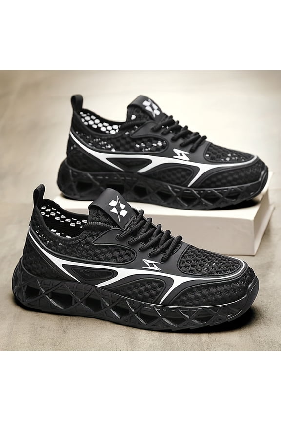 Men's Large Size Low-Top Lace-Up Hiking Shoes, Water Wading Quick-Dry Mesh Sneakers,for Teens, Outdoor Running Shoes Breathable Hollow-Out Net Sports Shoes