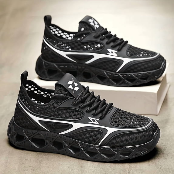 Men's Large Size Low-Top Lace-Up Hiking Shoes, Water Wading Quick-Dry Mesh Sneakers,for Teens, Outdoor Running Shoes Breathable Hollow-Out Net Sports Shoes