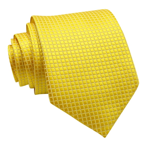 Men's Large Striped Jacquard Woven Tie Formal Business Necktie Yellow One Size