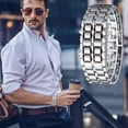 thumbnail image 1 of Men's Lava Style Stainless Steel Watch Red Blue LED Digital Watch Black Bracelet Watch Fashion Full Metal Digital Lava Wrist Watch Gifts for Male Famale Sport Creative Watch, 1 of 6
