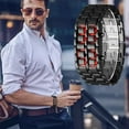 thumbnail image 1 of Men's Lava Style Stainless Steel Watch Red Blue LED Digital Watch Black Bracelet Watch Fashion Full Metal Digital Lava Wrist Watch Gifts for Male Famale Sport Creative Watch, 1 of 1
