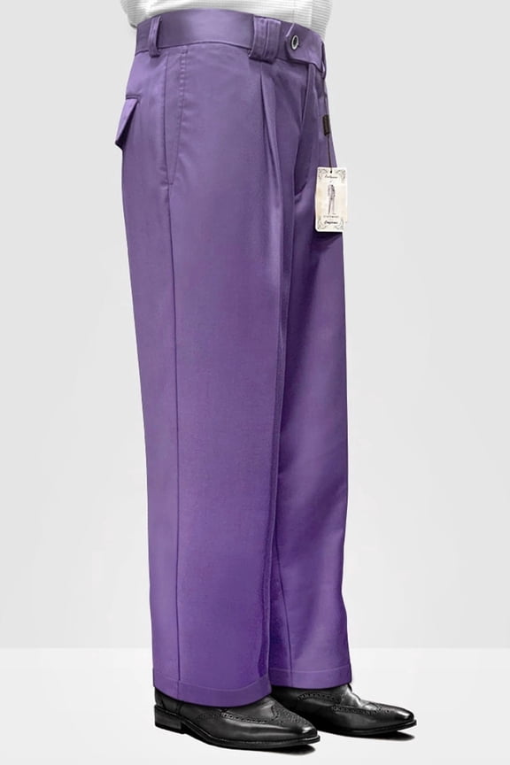 Men's Lavender Pleated Wool Pants 44