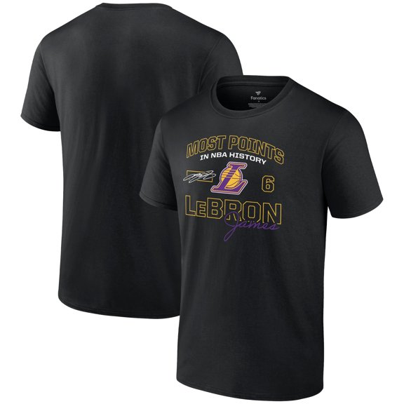 Men's LeBron James Black Los Angeles Lakers Most Points in NBA History T-Shirt