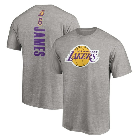 Men's LeBron James Heathered Gray Los Angeles Lakers #6 Playmaker Name & Number T-Shirt