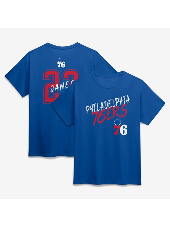 Men's LeBron James Royal Philadelphia 76ers Hustle Name & Number T-Shirt