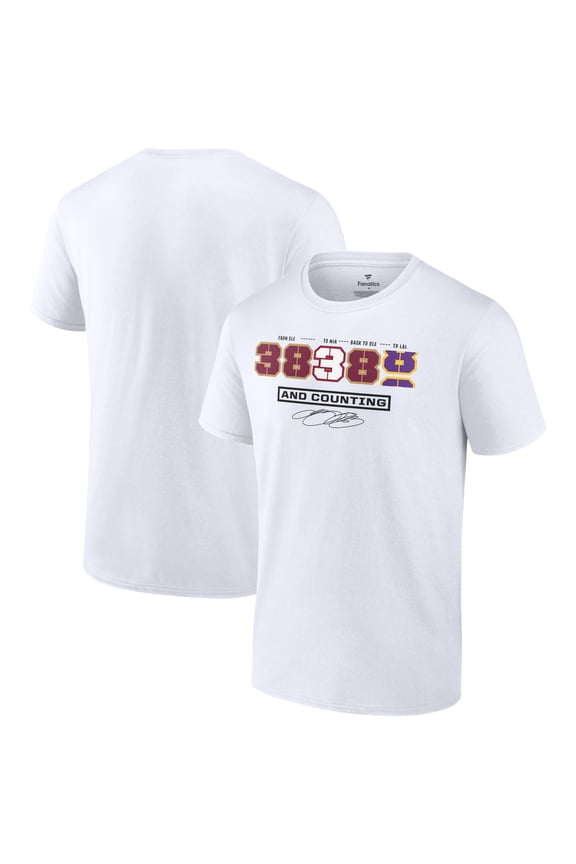 Men's LeBron James White NBA All-Time Scoring Record Split Points T-Shirt