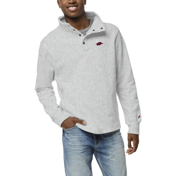 Men's League Collegiate Wear  Ash Arkansas Razorbacks  Fleece Quarter Snap Up Pullover Sweatshirt