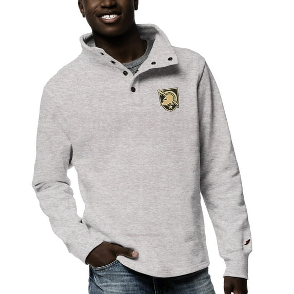 Men's League Collegiate Wear Ash Army Black Knights 1636 Fleece Quarter Snap Up Pullover Sweatshirt
