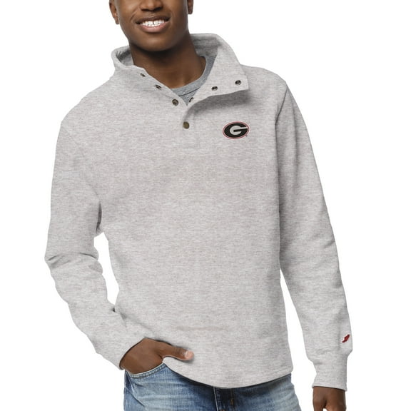 Men's League Collegiate Wear Ash Georgia Bulldogs 1636 Fleece Quarter Snap Up Pullover Sweatshirt