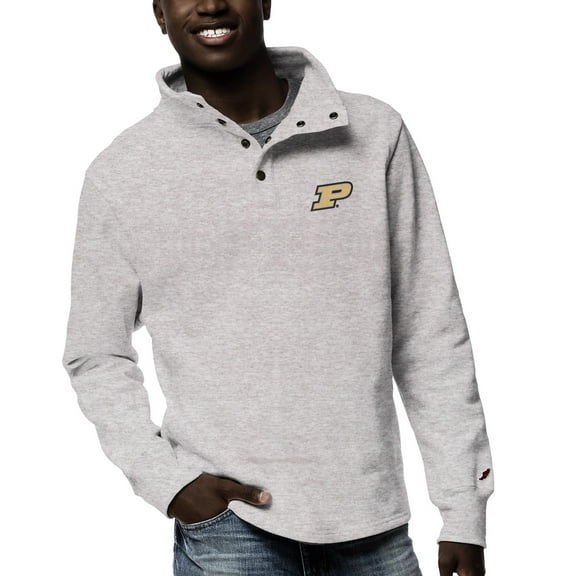 Men's League Collegiate Wear Ash Purdue Boilermakers 1636 Fleece Quarter Snap Up Pullover Sweatshirt