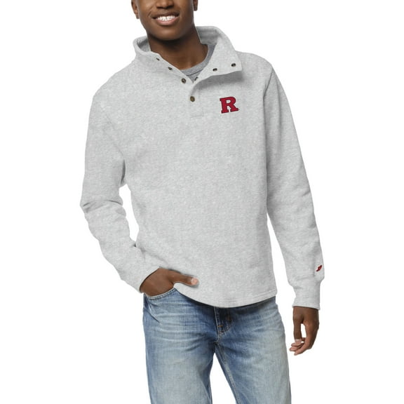 Men's League Collegiate Wear  Ash Rutgers Scarlet Knights  Fleece Quarter Snap Up Pullover Sweatshirt