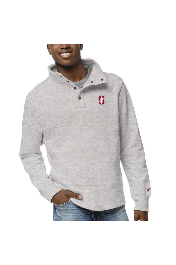 Men's League Collegiate Wear Ash Stanford Cardinal 1636 Fleece Quarter Snap Up Pullover Sweatshirt