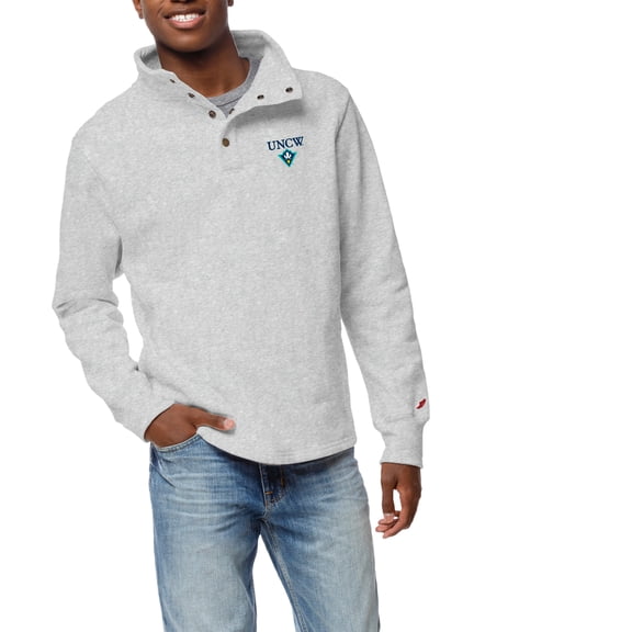 Men's League Collegiate Wear Ash UNC Wilmington Seahawks 1636 Fleece Quarter-Snap Pullover Sweatshirt