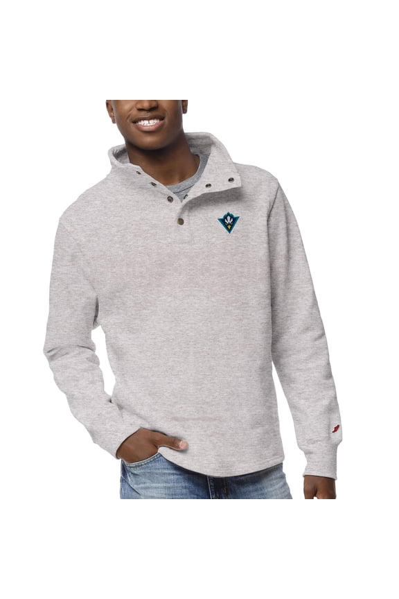 Men's League Collegiate Wear Ash UNC Wilmington Seahawks 1636 Fleece Quarter Snap Up Pullover Sweatshirt