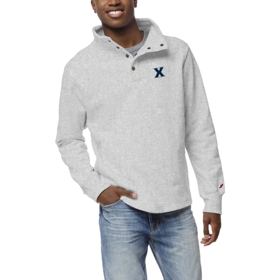 Men's League Collegiate Wear Ash Xavier Musketeers Fleece Quarter Snap Up Pullover Sweatshirt