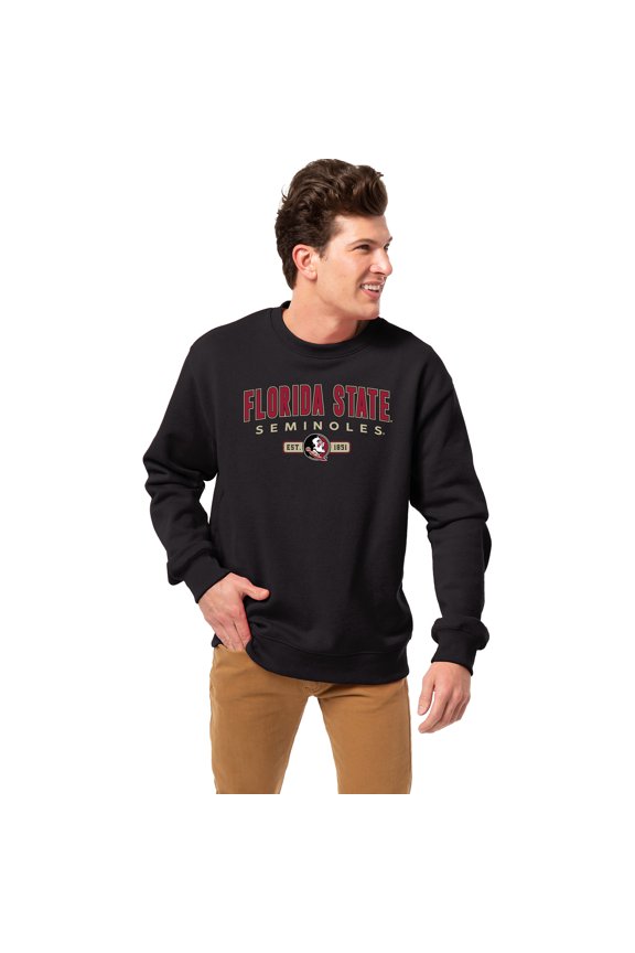 Men's League Collegiate Wear Black Florida State Seminoles Essentials 2.0 Fleece Pullover Sweatshirt