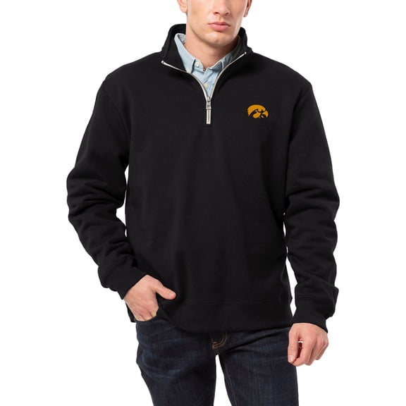 Men's League Collegiate Wear Black Iowa Hawkeyes Essentials 2.0 Fleece Quarter-Zip Jacket
