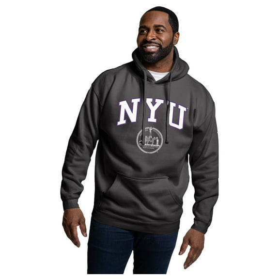 Men's-League Collegiate Wear Black NYU Violets Essentials 2.0 Fleece Pullover Hoodie