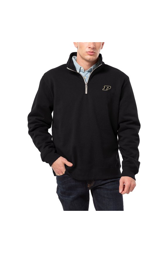 Men's League Collegiate Wear Black Purdue Boilermakers Essentials 2.0 Fleece Quarter-Zip Jacket
