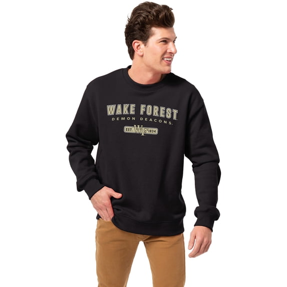 Men's-League Collegiate Wear Black Wake Forest Demon Deacons Essentials 2.0 Pullover Sweatshirt