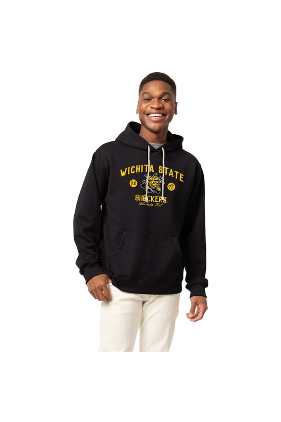 Men's-League Collegiate Wear Black Wichita State Shockers Essentials 2.0 Fleece Pullover Hoodie