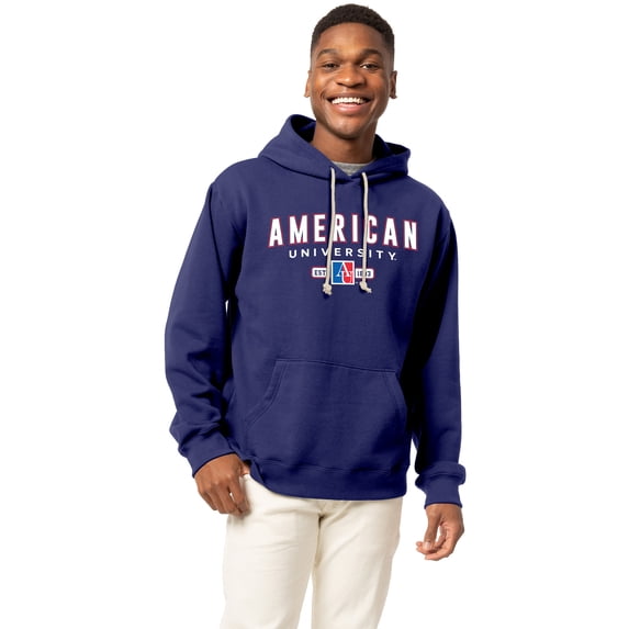Men's-League Collegiate Wear Blue American University Eagles Essentials 2.0 Fleece Pullover Hoodie