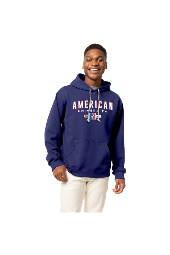 Men's-League Collegiate Wear Blue American University Eagles Essentials 2.0 Fleece Pullover Hoodie