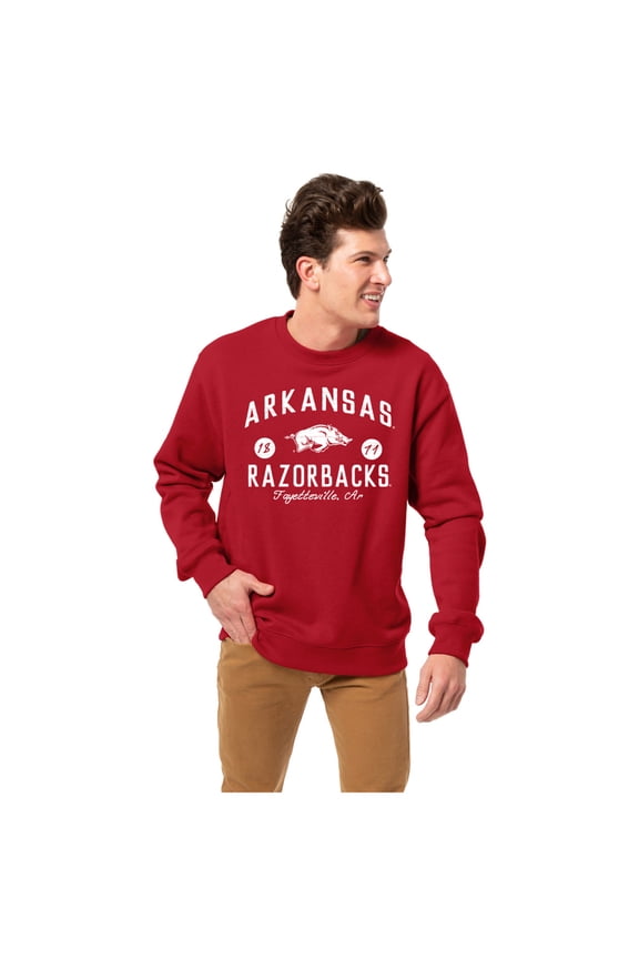 Men's-League Collegiate Wear Cardinal Arkansas Razorbacks Essentials 2.0 Pullover Sweatshirt