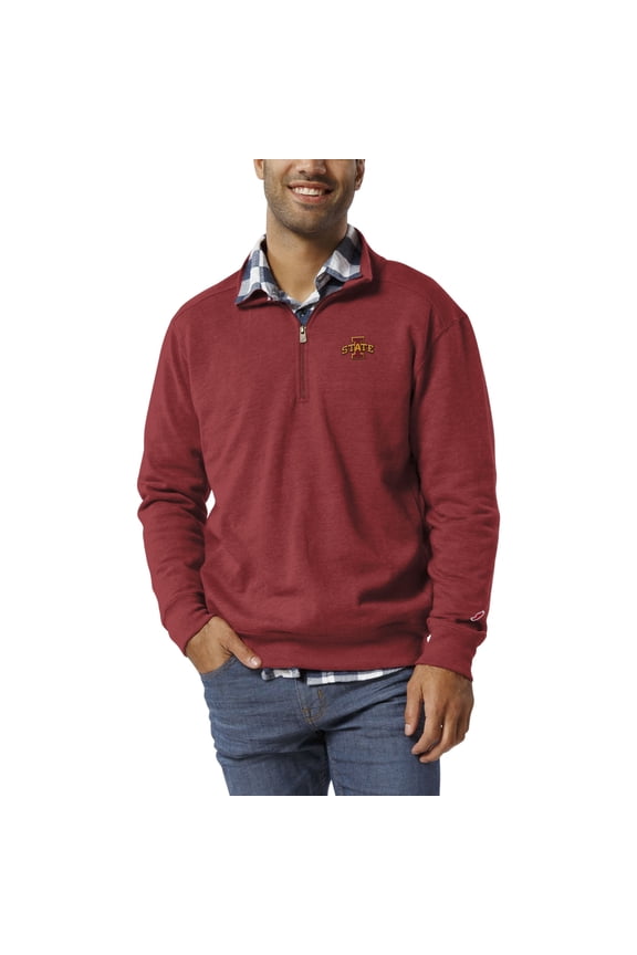 Men's League Collegiate Wear  Cardinal Iowa State Cyclones  Heritage Tri-Blend Quarter-Zip Pullover Sweatshirt