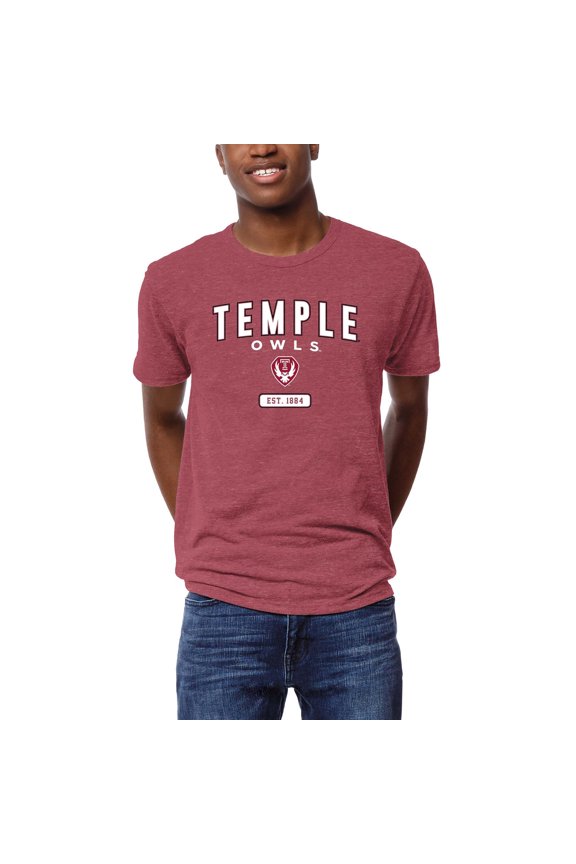 Men's League Collegiate Wear Cardinal Temple Owls Victory Falls Tri-Blend T-Shirt