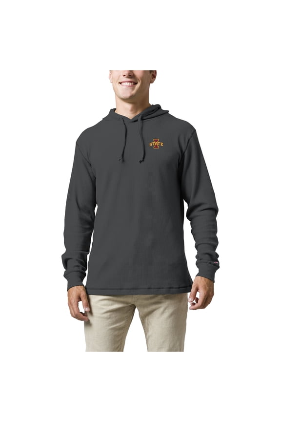 Men's League Collegiate Wear Charcoal Iowa State Cyclones Waffle Knit Pullover Hoodie