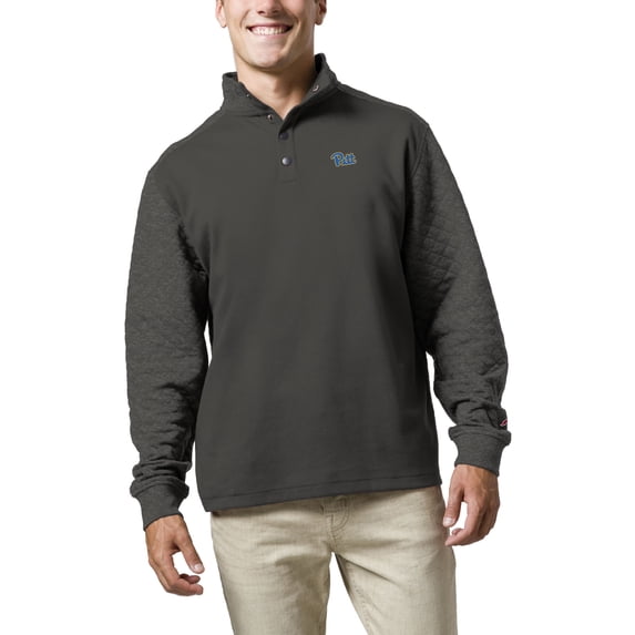 Men's League Collegiate Wear Charcoal Pitt Panthers Fleece Quarter Snap Up Pullover Sweatshirt