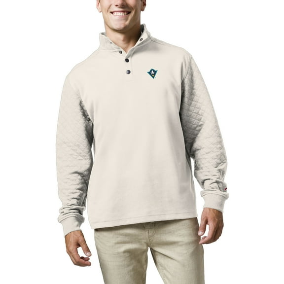 Men's League Collegiate Wear Cream UNC Wilmington Seahawks Fleece Quarter Snap Up Pullover Sweatshirt