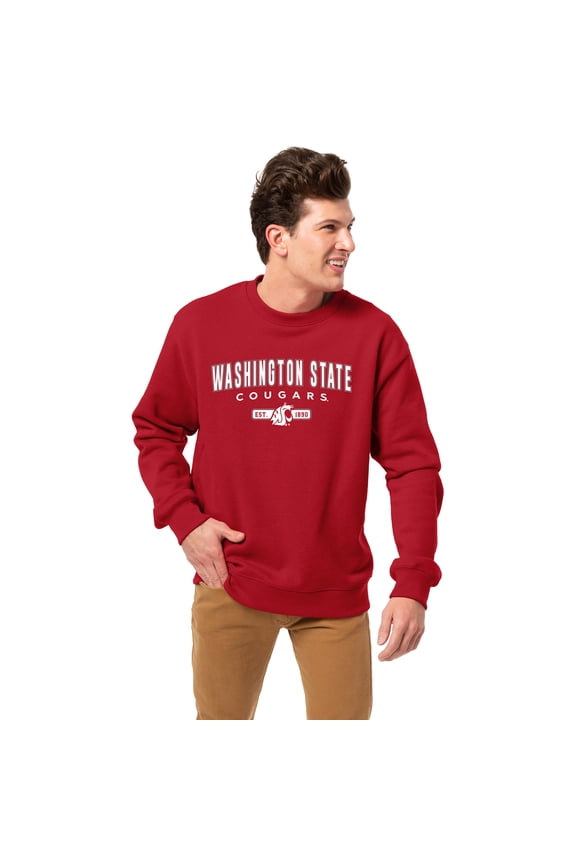Men's League Collegiate Wear Crimson Washington State Cougars Essentials 2.0 Fleece Pullover Sweatshirt