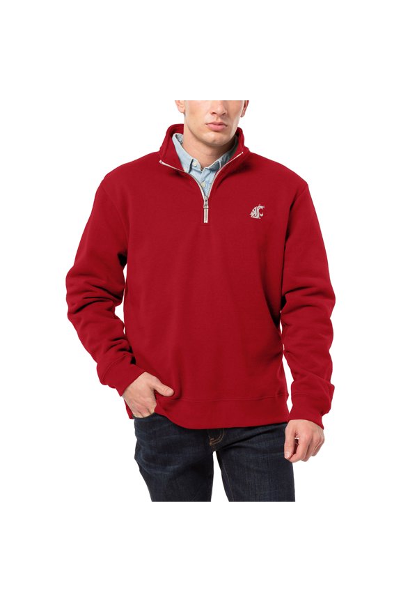 Men's League Collegiate Wear Crimson Washington State Cougars Essentials 2.0 Fleece Quarter-Zip Jacket