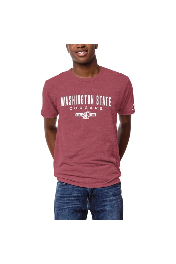 Men's League Collegiate Wear Crimson Washington State Cougars Victory Falls Tri-Blend T-Shirt