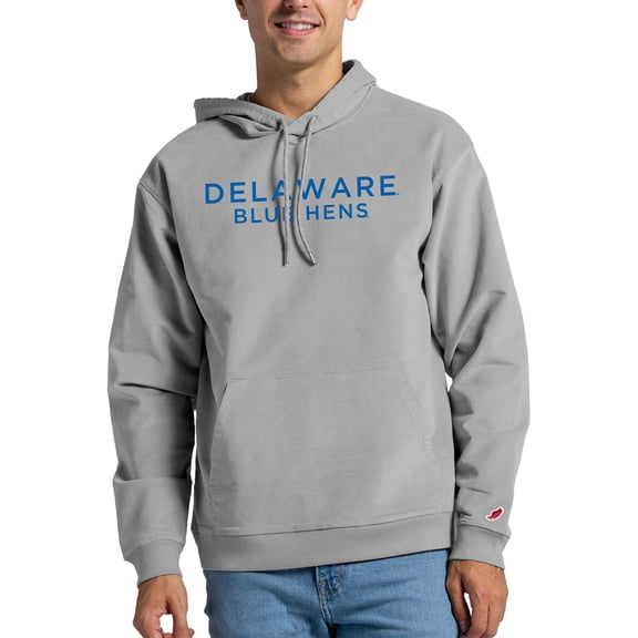Men's League Collegiate Wear Gray Delaware Fightin' Blue Hens Stretch Corduroy Pullover Hoodie