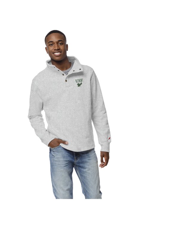 Men's League Collegiate Wear Gray South Florida Bulls 1636 Fleece Quarter-Snap Pullover Top