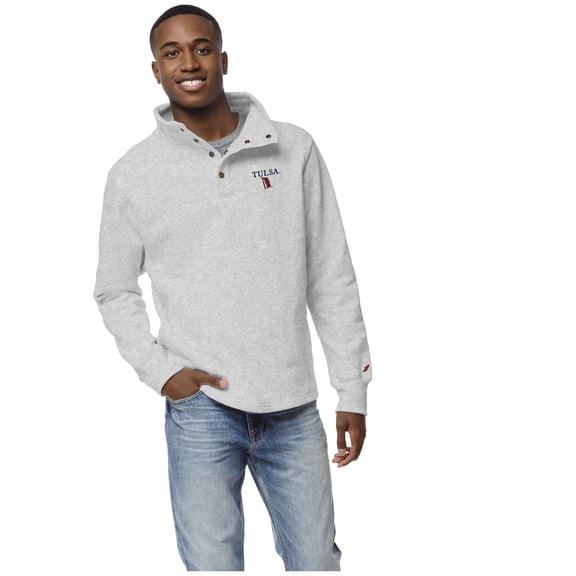 Men's League Collegiate Wear Gray Tulsa Golden Hurricane 1636 Fleece Quarter-Snap Pullover Top