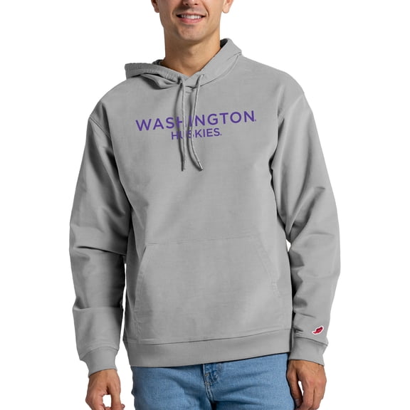 Men's League Collegiate Wear Gray Washington Huskies Stretch Corduroy Pullover Hoodie