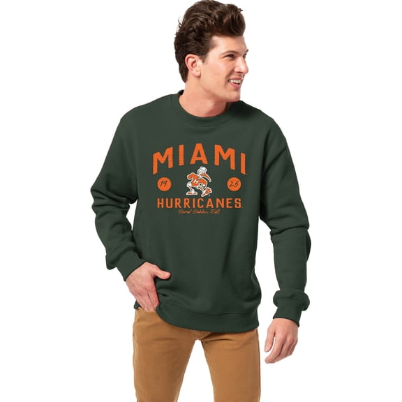 Men's League Collegiate Wear Green Miami Hurricanes Essentials 2.0 Fleece Pullover Sweatshirt