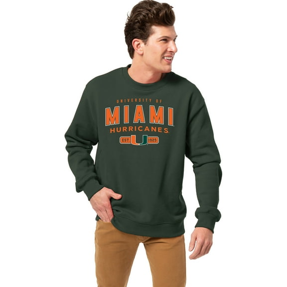 Men's League Collegiate Wear Green Miami Hurricanes Essentials 2.0 Fleece Pullover Sweatshirt