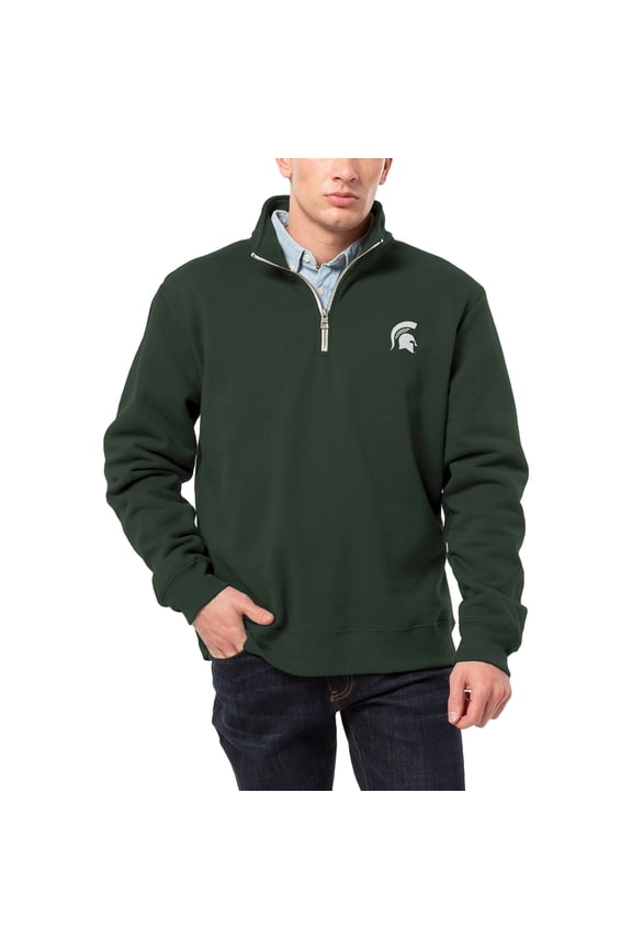 Men's League Collegiate Wear Green Michigan State Spartans Essentials 2.0 Fleece Quarter-Zip Jacket