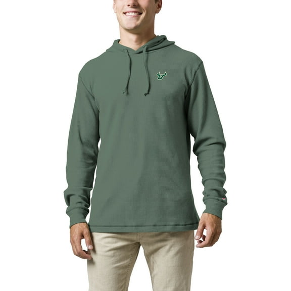 Men's League Collegiate Wear  Green South Florida Bulls  Waffle Knit Pullover Hoodie