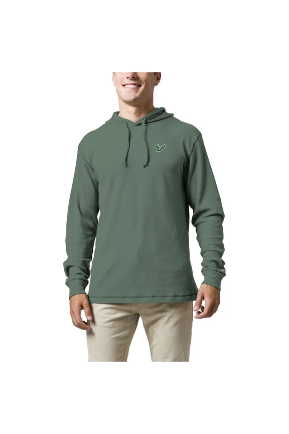 Men's League Collegiate Wear  Green South Florida Bulls  Waffle Knit Pullover Hoodie