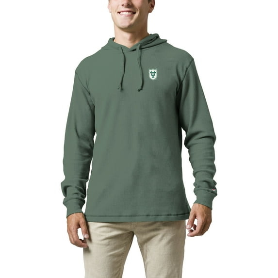 Men's League Collegiate Wear Green Tulane Green Wave Waffle Knit Pullover Hoodie