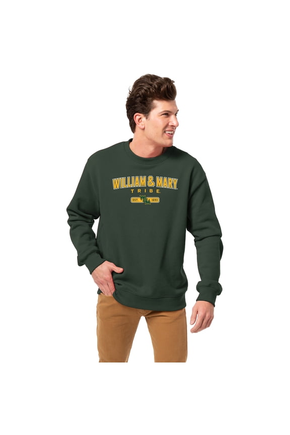 Men's League Collegiate Wear Green William & Mary Tribe Essentials 2.0 Fleece Pullover Sweatshirt