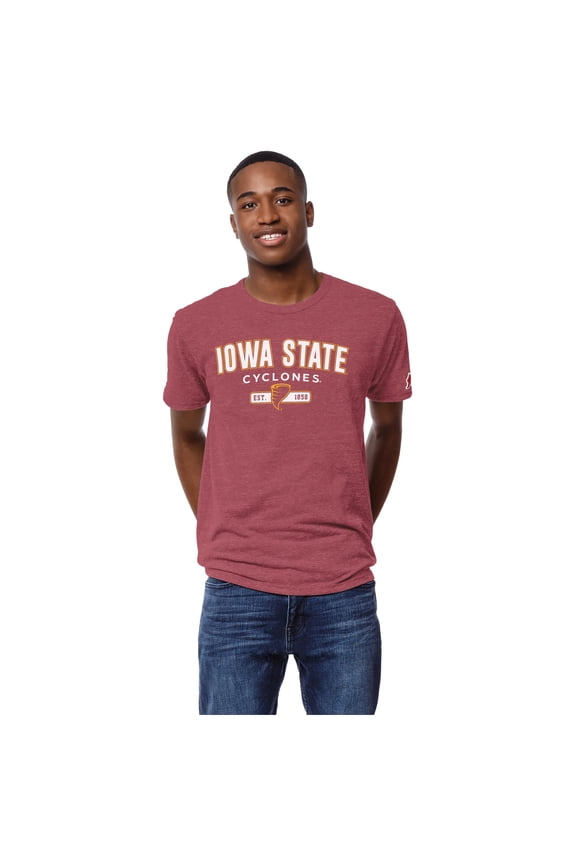 Men's League Collegiate Wear Heather Cardinal Iowa State Cyclones Victory Falls Tri-Blend T-Shirt