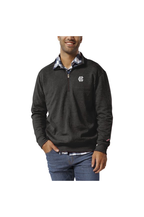 Men's League Collegiate Wear  Heather Charcoal Holy Cross Crusaders  Heritage Tri-Blend Quarter-Zip Pullover Sweatshirt
