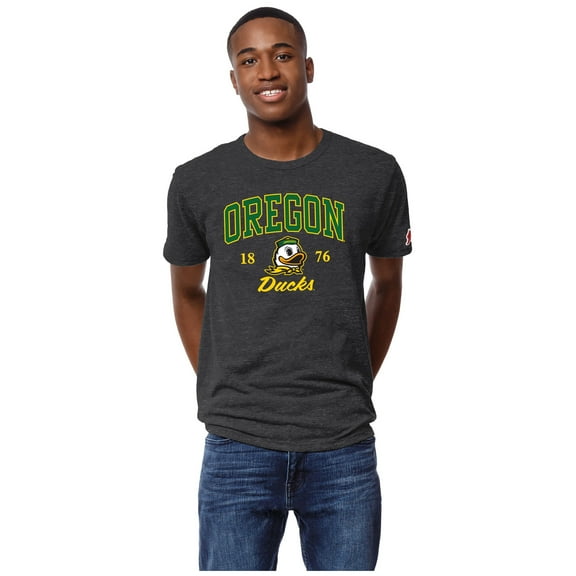 Men's League Collegiate Wear Heather Charcoal Oregon Ducks Victory Falls Tri-Blend T-Shirt